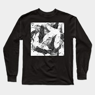 Black and White Feathers Long Sleeve T-Shirt